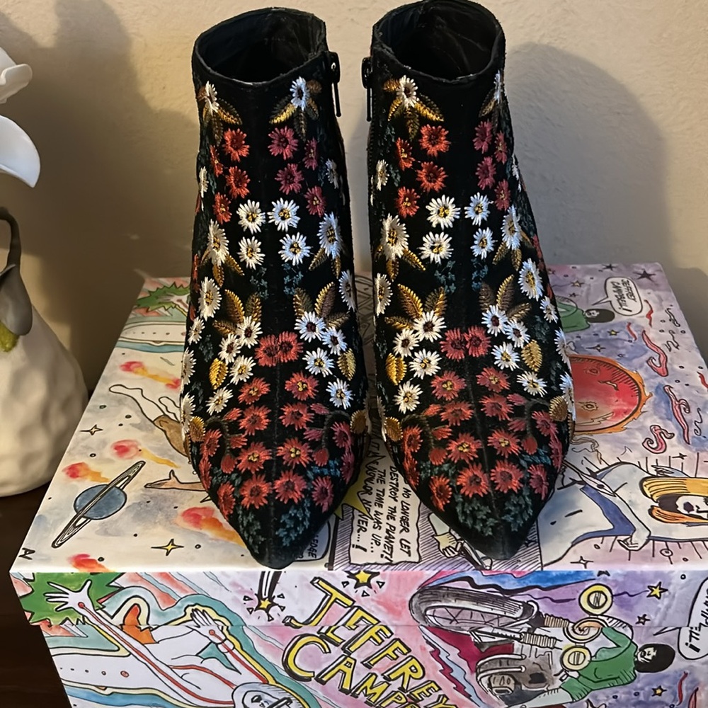 Jeffrey Campbell Floral Embroidered Ankle Boots - Picture 2 of 6